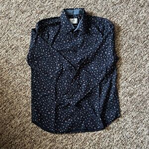 NWOT Navy Floral Dress Shirt Size L Slim Fit